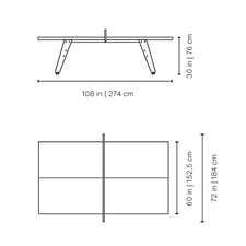 RS Stationary Indoor/Outdoor Table Tennis Table Dimensions