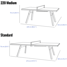 RS Barcelona You and Me Outdoor Table Tennis & Dining Table Dimensions