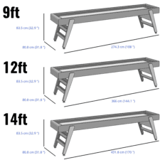RS Barcelona Track Shuffleboard Table Dimensions