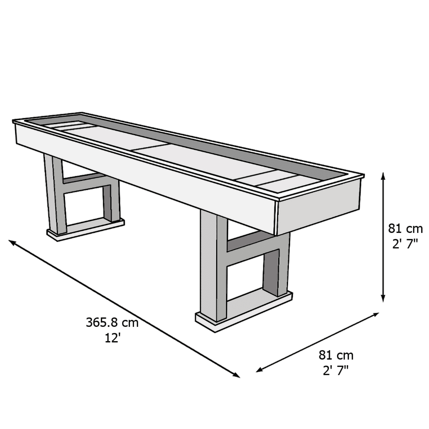 Pierce 12ft Shuffleboard Table Liberty Games
