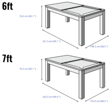 Rene Pierre Eden 6ft/7ft American Slate Bed Pool Table Dimensions