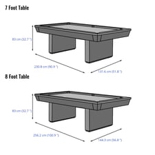 Pureline Frontier Slate Bed American Pool Table Dimensions