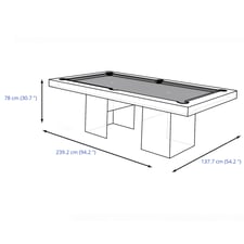 Shadow 7ft American Slate Bed Outdoor/Indoor Glass Pool Table Dimensions