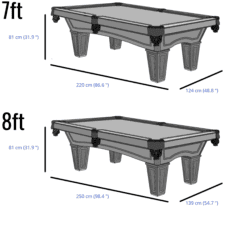Brunswick Allenton 7ft/8ft Tapered Leg Slate Bed Pool Table Dimensions