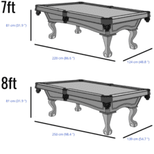 Brunswick Allenton 7ft/8ft Ball & Claw Leg Slate Bed Pool Table Dimensions