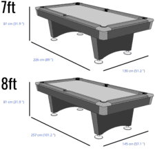 Brunswick Black Wolf 7ft/8ft Slate Bed American Pool Table Dimensions