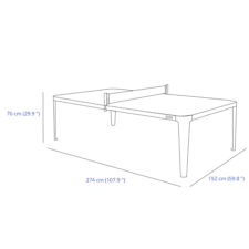 Cornilleau Hyphen Indoor/Outdoor Table Tennis Table Dimensions