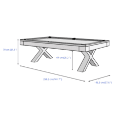 The Pureline Texas Evo 8ft Slate Bed American Pool Table Dimensions