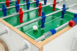 The Cross Outdoor Football Table close up.