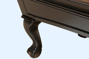 The corner of a Dynamic Triumph Slate Bed pool table