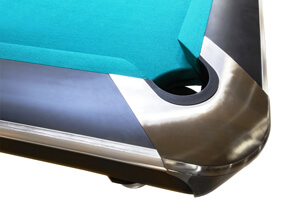 The Dynamic Hurricane Slate Bed pool table pocket.
