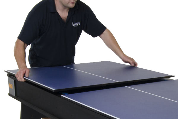 The included table tennis top transforms the 6ft Multi Games table