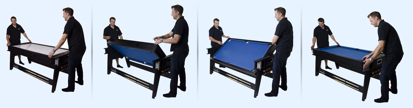 The 6ft Multi Games table rotates quickly and easily