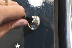 The security door on the Frontier arcade.