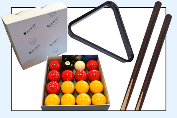 The accessories supplied with the Omega pool table