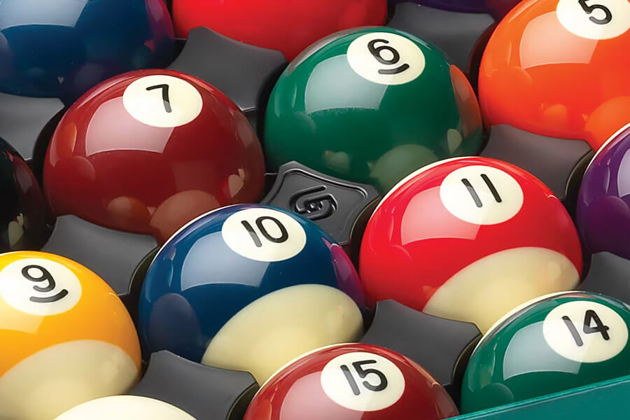 The Aramith Premier 2'' Spots & Stripes balls.