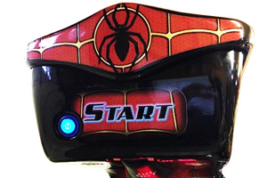 The Kalkomat Spider boxing machine's start button