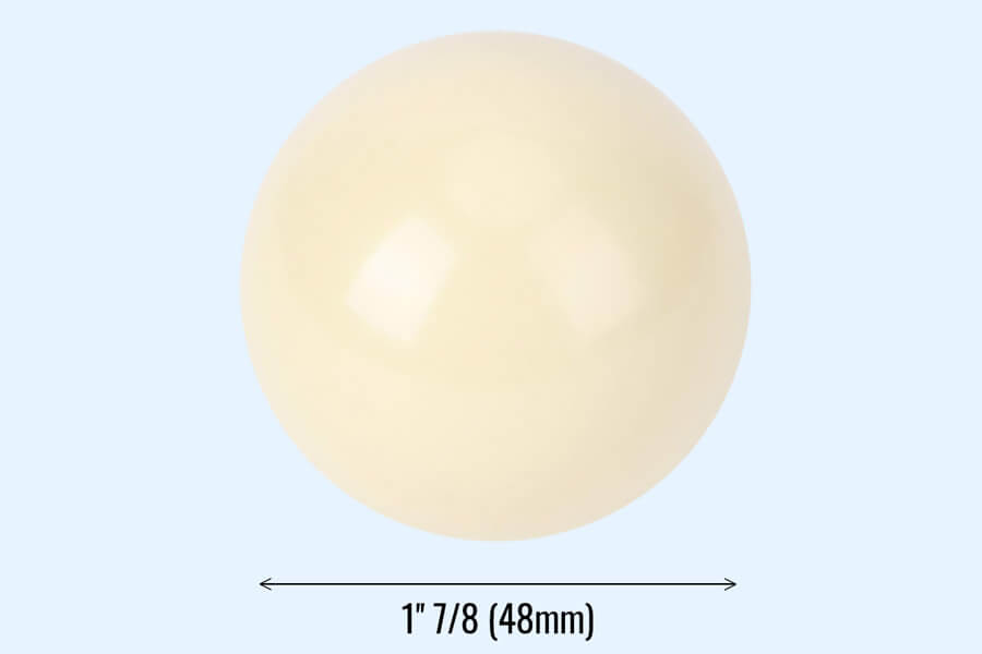 The Aramith British Cue ball size.