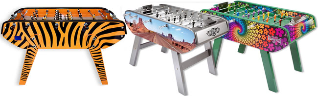 The B90 foosball table in a selection of colour options