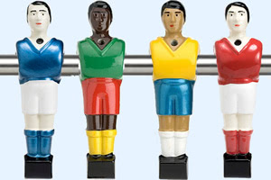 Hand-painted foosball table player figures