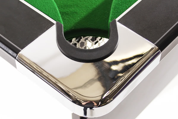 The corner cap on the Deluxe Foldaway pool table