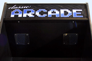 The Cosmic arcade illuminated marquee.