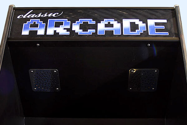 The Cosmic arcade illuminated marquee.