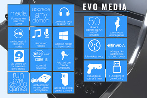 The Evo Arcade Media features.