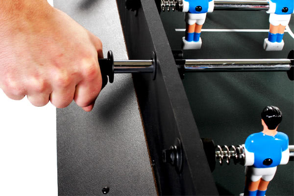 The football table on the Trisport features telescopic rods
