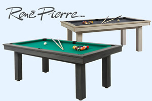 The Rene Pierre Lafite pool table in two finishes.
