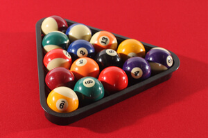 Spots and Stripes balls on a Strikeworth Pro American Deluxe 7ft Pool Table