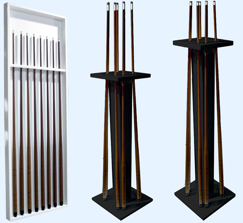 Cue stands supplied free with the Zen pool table