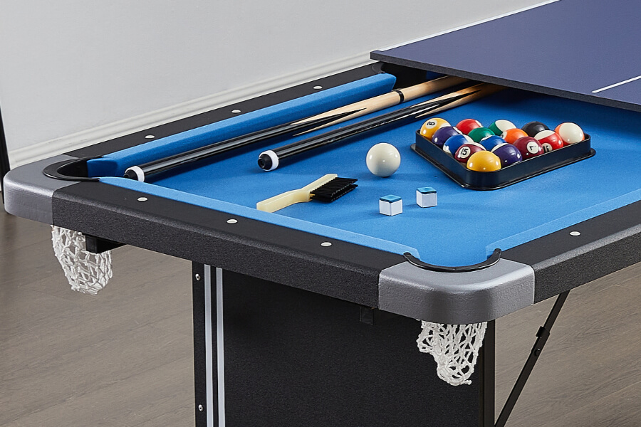 Accessories included with the Tekscore folding pool table.
