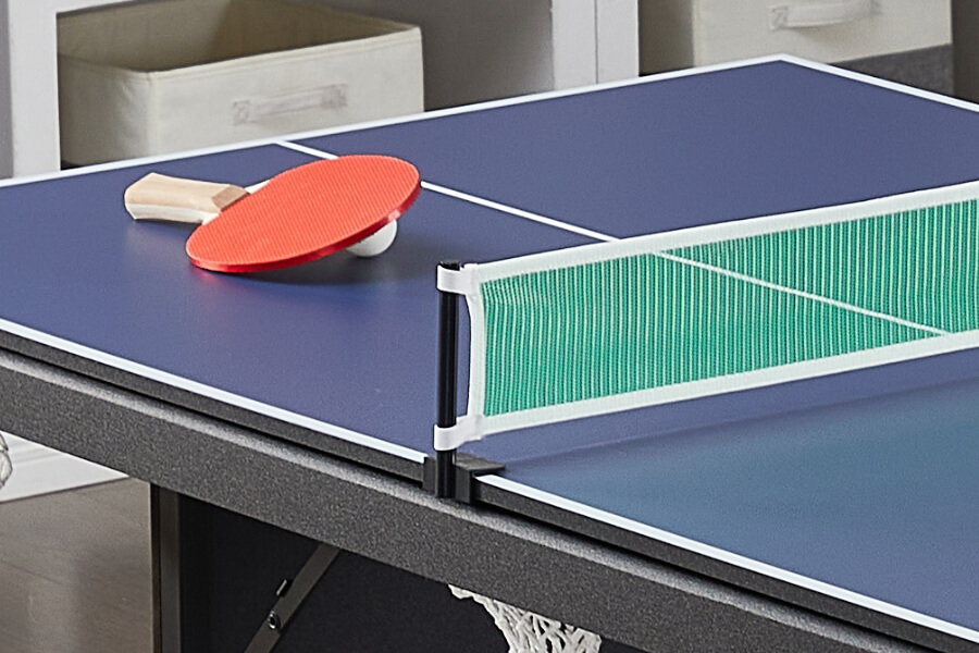 The Tekscore folding pool table used as a desk.