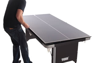 The Tekscore converts from pool to table tennis in seconds