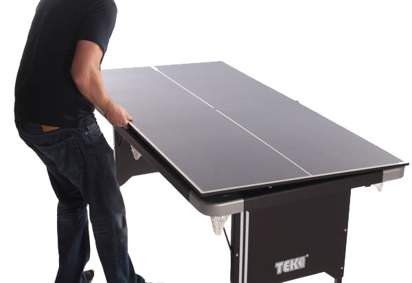 The Tekscore converts from pool to table tennis in seconds
