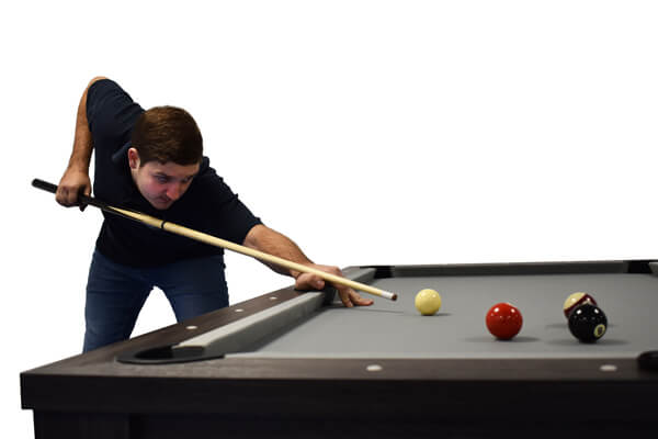 Playing a shot with the Strikeworth Value pool cue.