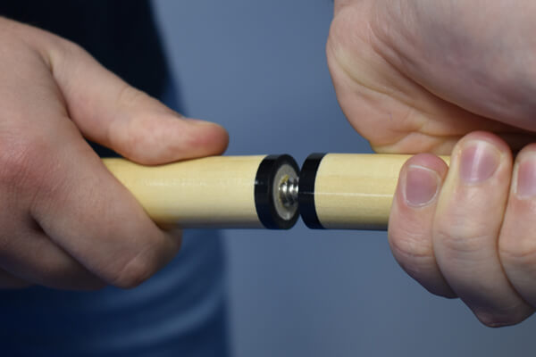 The Strikeworth Value pool cue's screw joint.