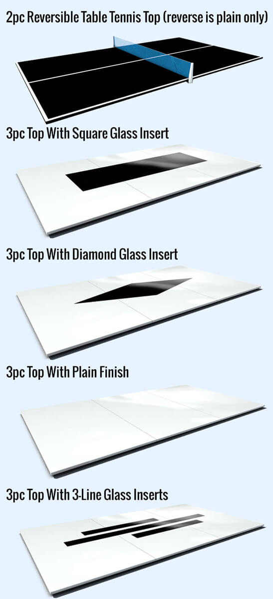 Tabletop options for Europa pool tables