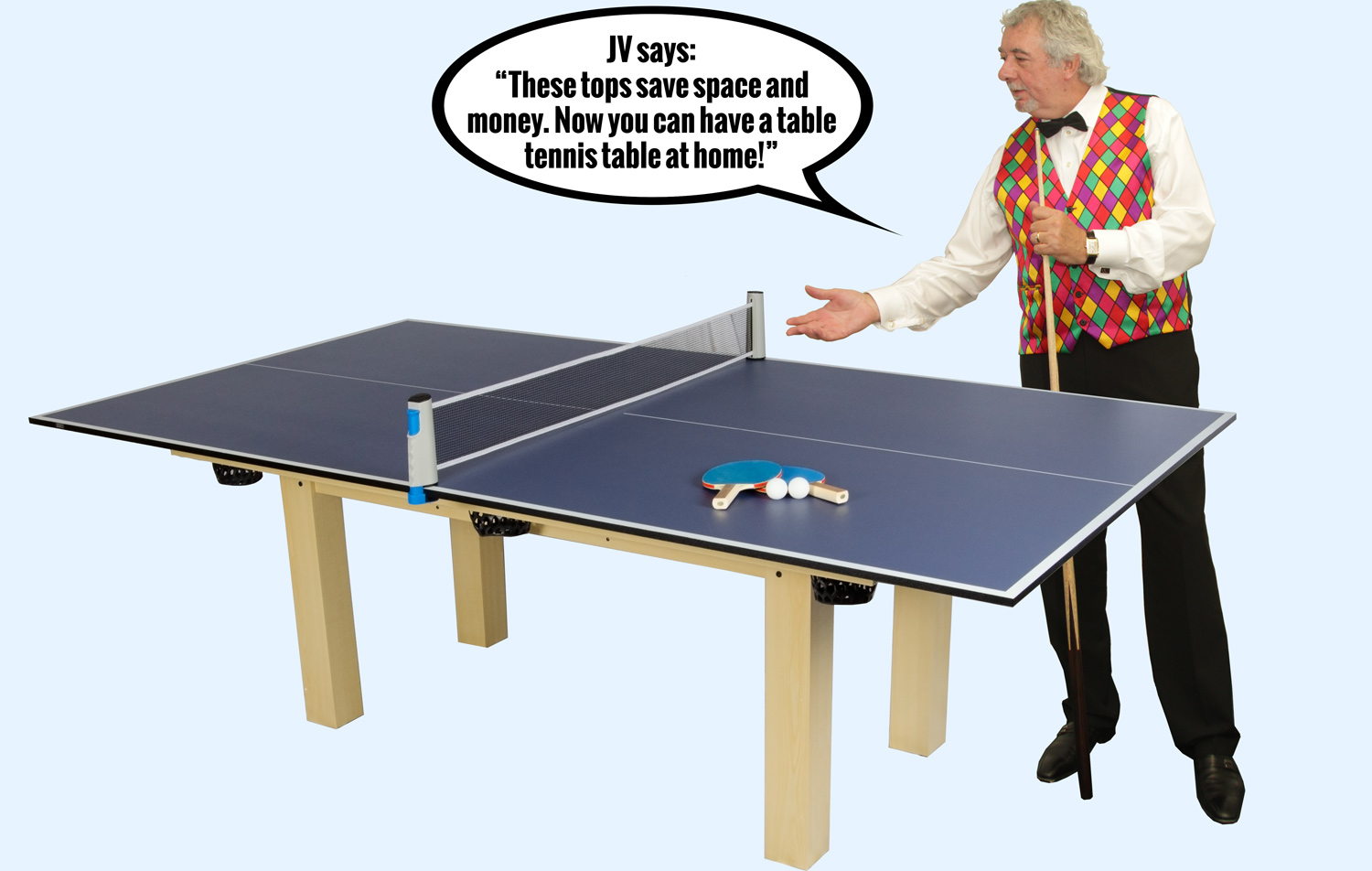John Virgo endorses the Tekscore table tennis tops