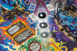 Taking a shot on the Ghostbusters pinball machine