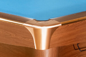The corner of a Dynamic III Slate Bed pool table