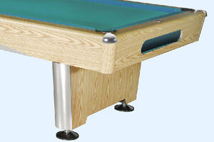 The corner of a Dynamic Triumph Slate Bed pool table