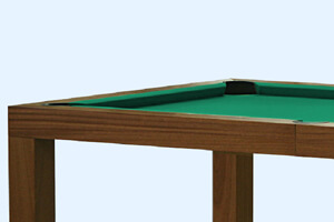 The side of a Dynamic Mozart Slate Bed Pool Table