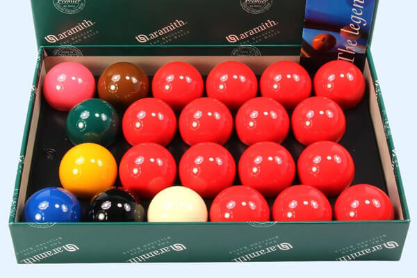 The Aramith snooker ball set.