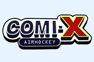 The Comix air hockey table logo