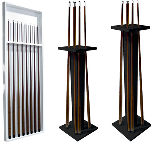 Cue stands supplied free with the Olympus pool table