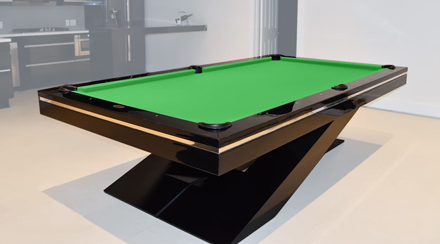 The Olympus pool table in Black with Green cloth