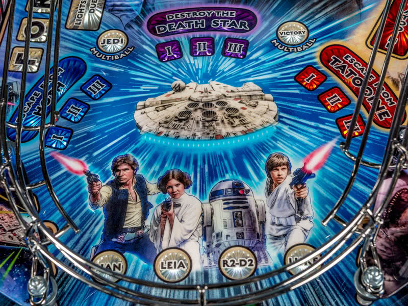Part of the playfield on the Stern Star Wars Premium pinball machine