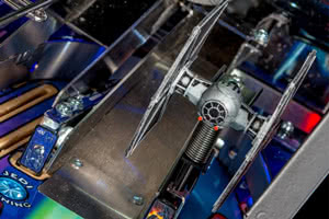 The TIE Fighter on the playfield of the Stern Star Wars Premium pinball machine